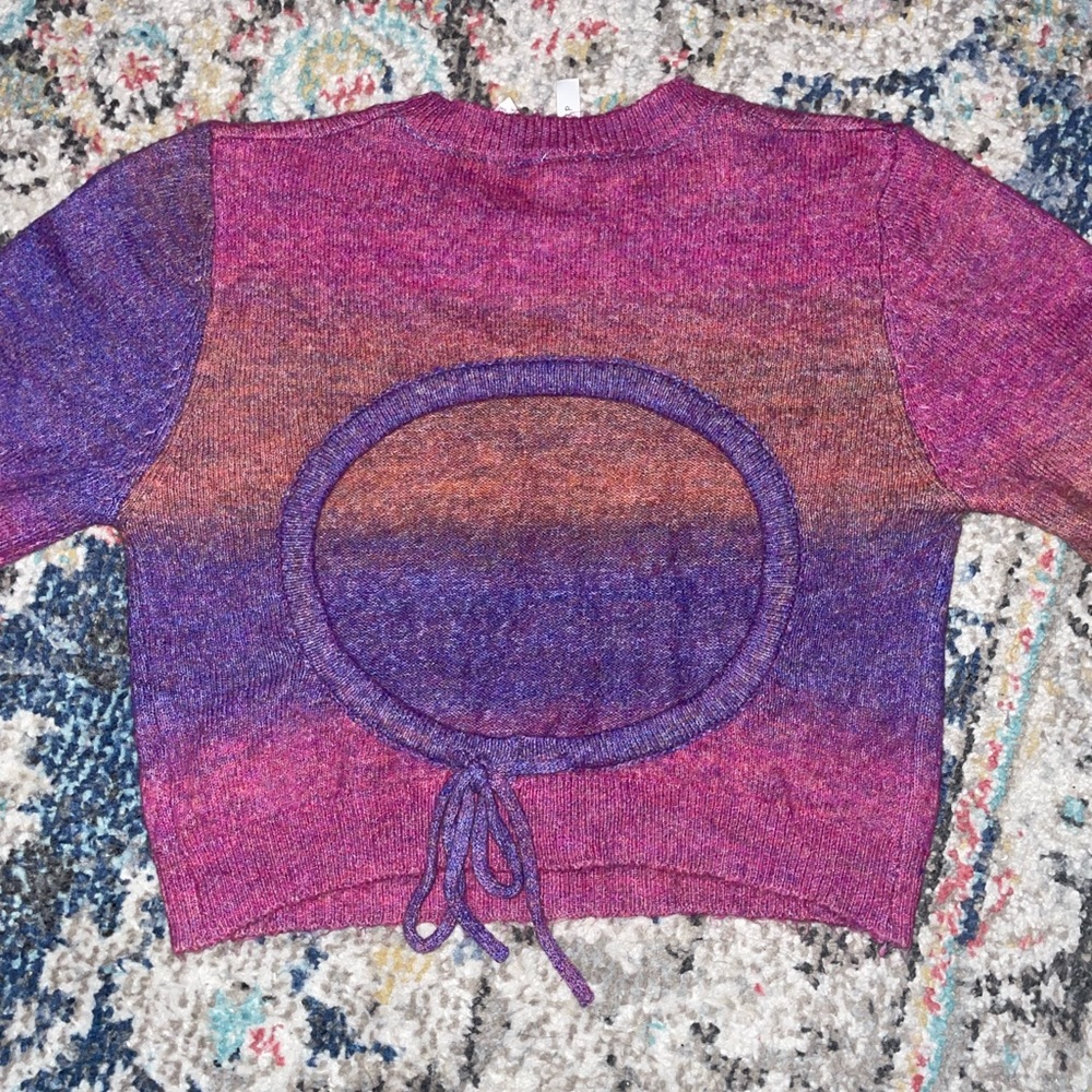 Open back cropped sweater